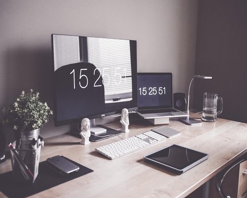 Minimalist desk setup with natural light